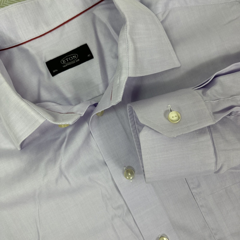 Eton Dress Shirt  Mens 16 1/2 42 Ganghester Purple‎ Oxford Long Sleeve Button Up